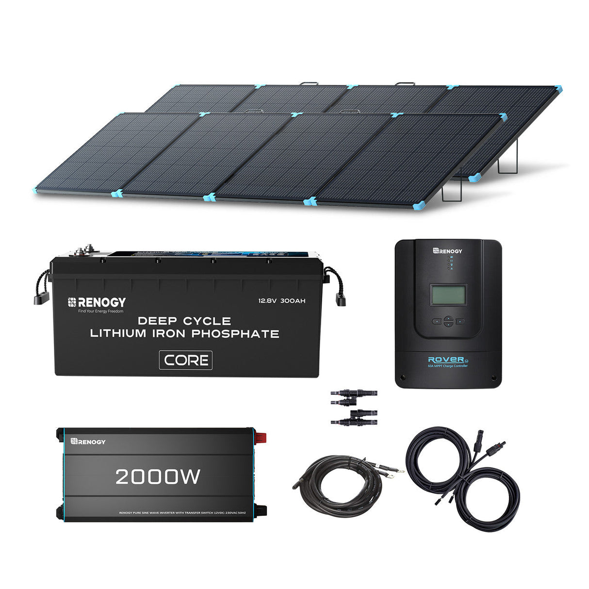 4kWh Énergie de Secours Domestique Portable avec Panneau Solaire Portable 800W, Batterie Lithium 12V 300Ah