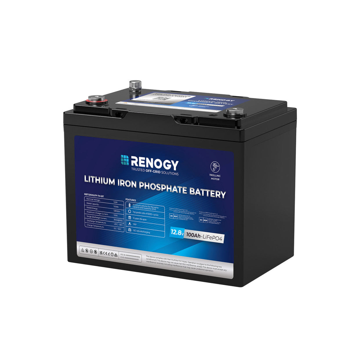 Core Moteur Trolling – 12V 100Ah Batterie LiFePO4, Format Group 24, avec Bluetooth