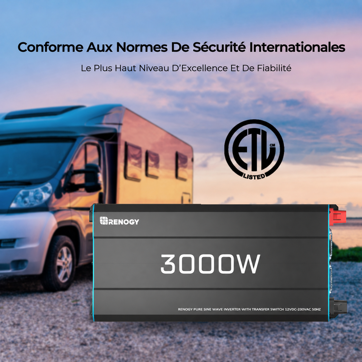 Renogy 12V 3000W Onduleur Solaire DC-AC Conforme Aux NormesDe Securite Internationales