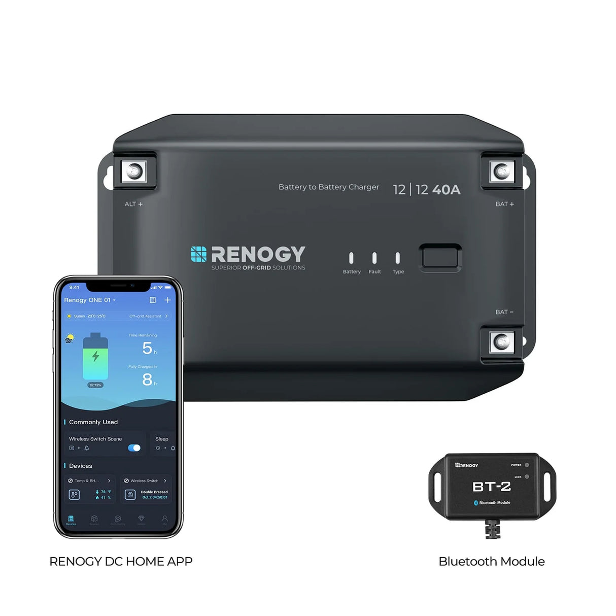 Renogy 12V 40A Chargeur de Batterie DC-DC con Bluetooth