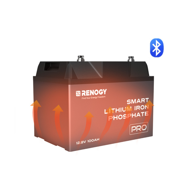 12V 100Ah Pro Deep Cycle Lithium Iron Phosphate (LiFePO4) Battery with Self-Heating and Bluetooth