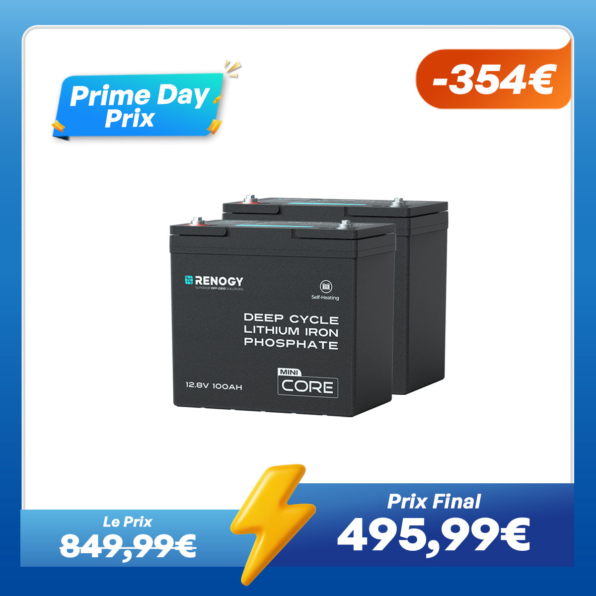 Core Mini DuoHeat — 12,8 V 100Ah Batterie LiFePO4 Auto-Chauffage