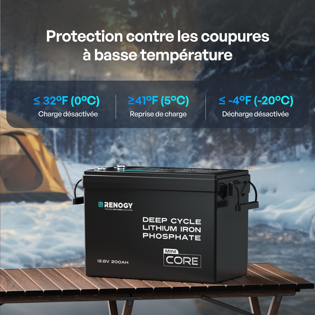 Core Mini – 12,8V 200Ah Batterie Lithium avec Protection Basse Température