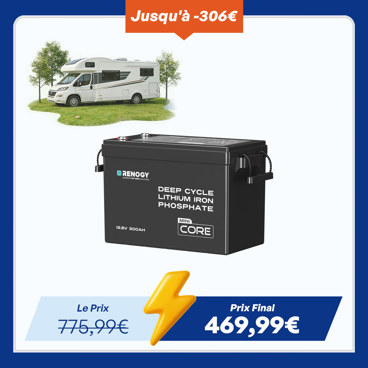Core Mini - 12,8V 300Ah Batterie Lithium pour camping-car