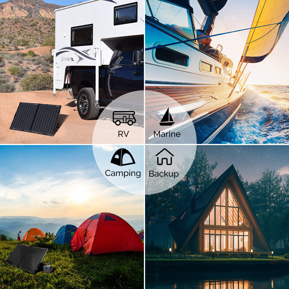 Valise solaire pliable monocristalline 100 W 12 V sans régulateur