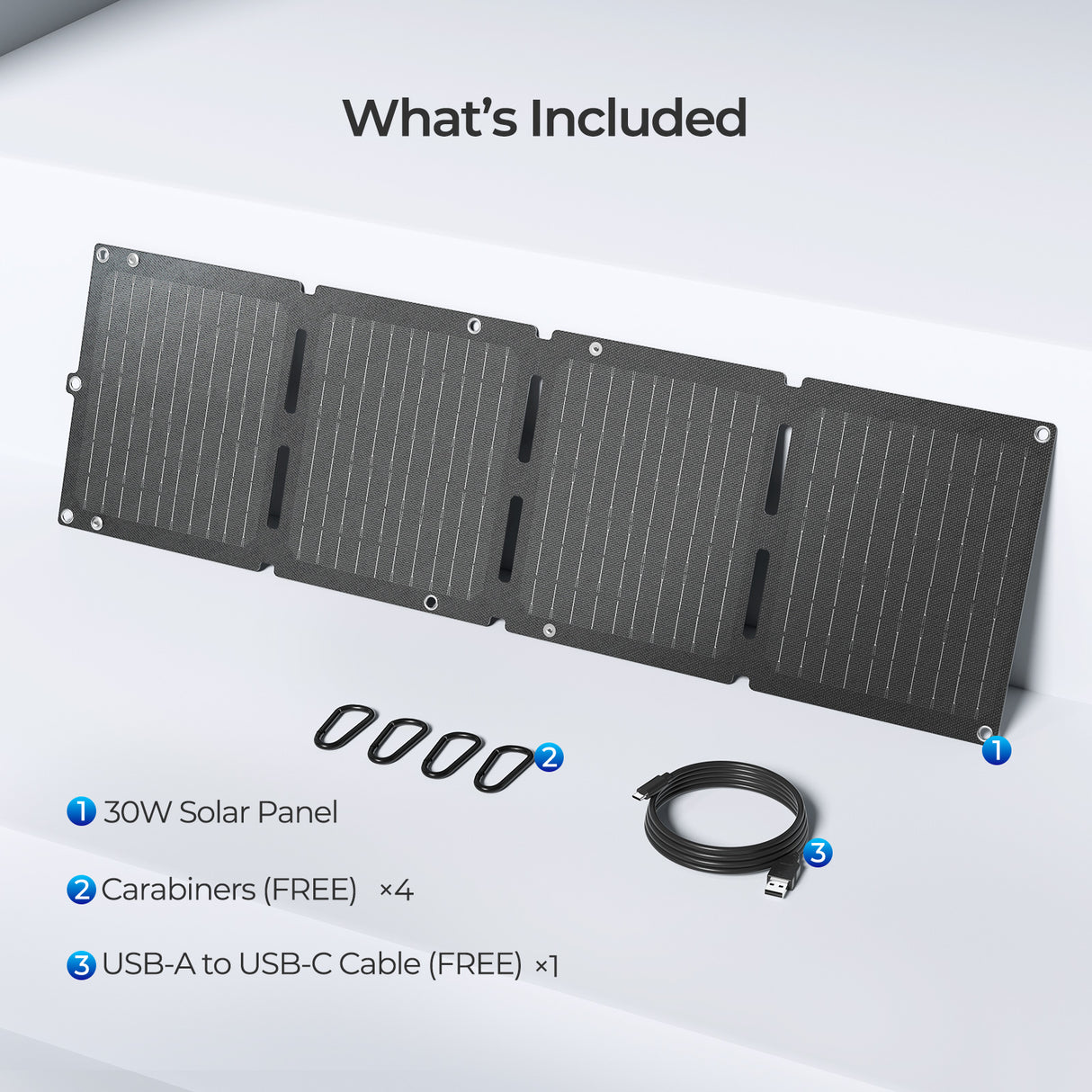 30W Panneau Solaire Portable, Adapté à l'Alimentation Téléphone Directement
