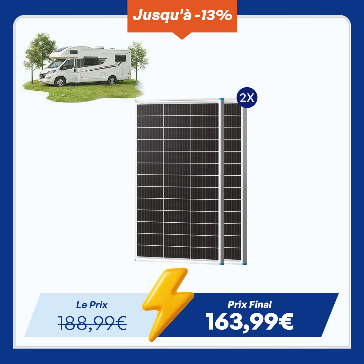 100W Panneau Solaire Bifacial N-Type