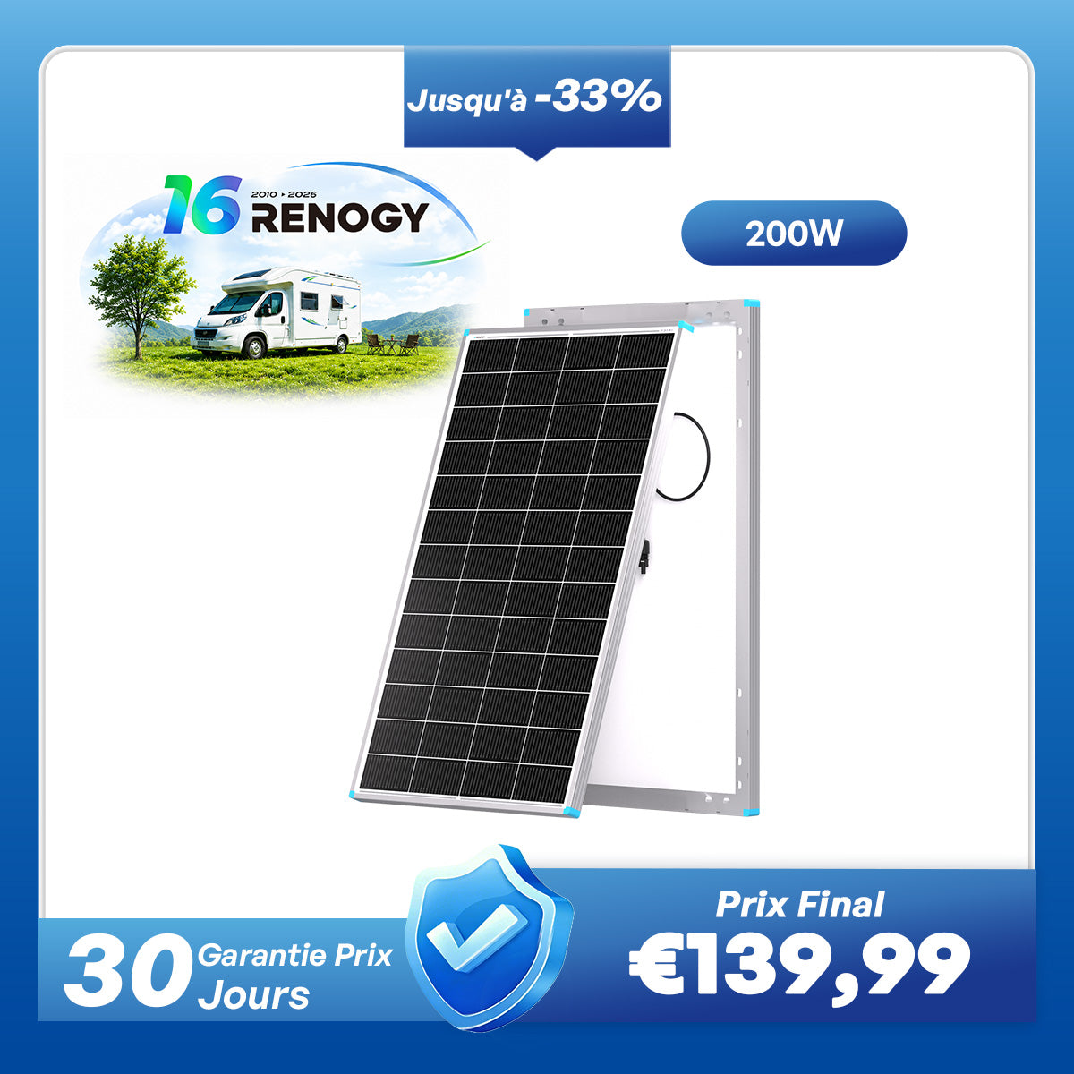 12V 200W 16BB N-Type Panneau Solaire