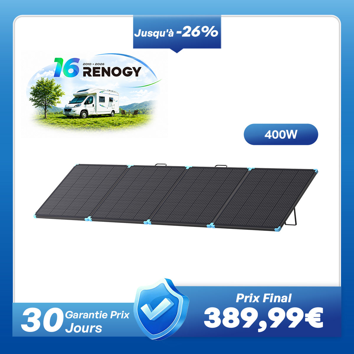 12V 400W/300W/220W/100W Valise Solaire Portable - Légère et Puissante