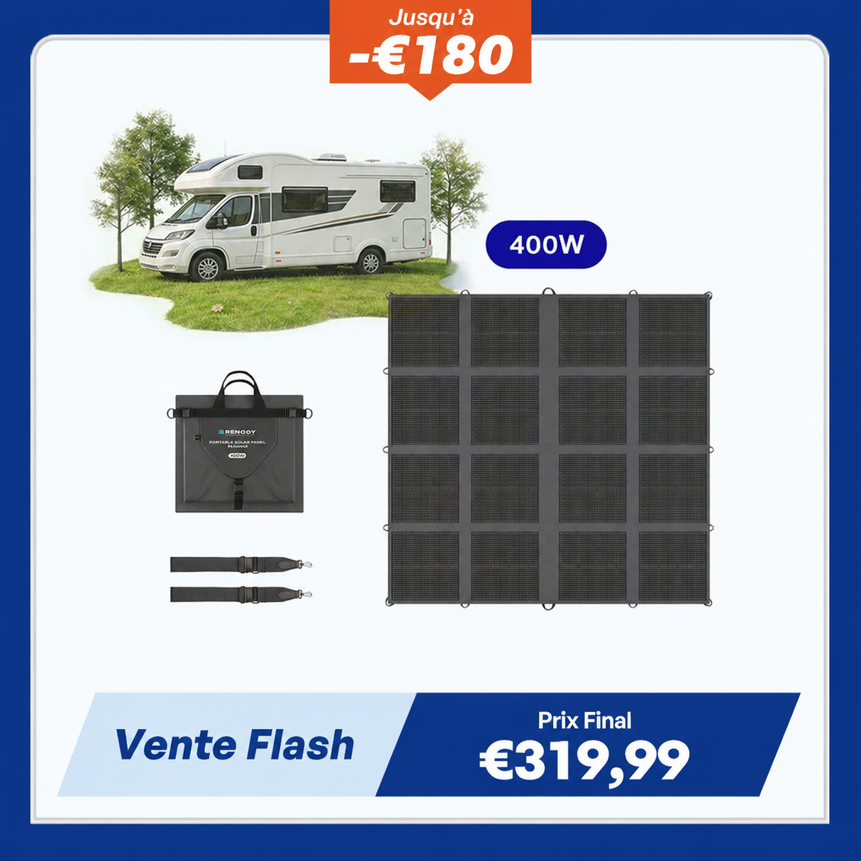 12V 400W Panneau Solaire Pliable Nomade
