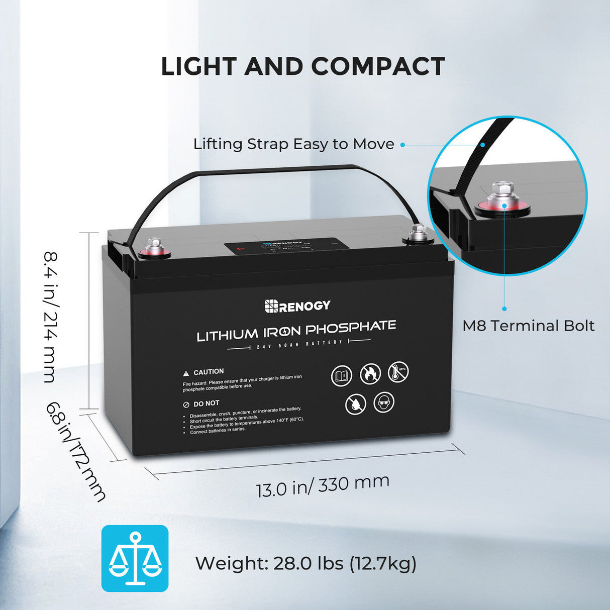 Open Box -24V 50Ah Lithium Iron Phosphate Battery