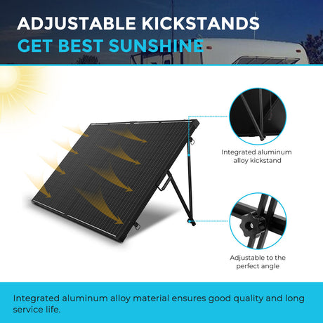 100 Watt 12 Volt Monocrystalline Foldable Solar Suitcase with Waterproof Charge Controller