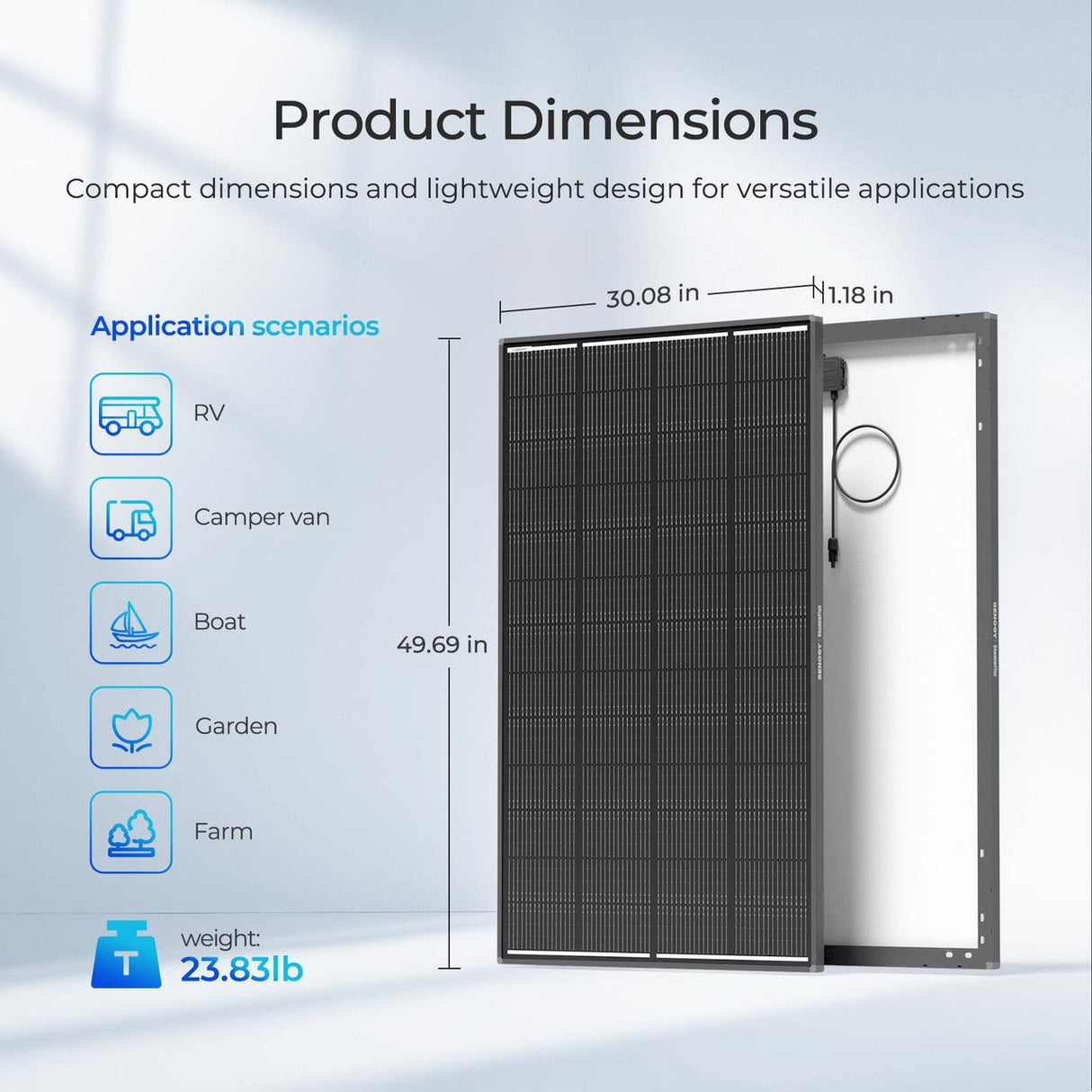 Panneau solaire Renogy 200W ShadowFlux à cellules N-Type anti-ombrage