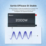 Renogy 12V 2000W Onduleur Solaire à Onde Sinusoïdale Pure DC-AC Sortie Efficace Et Stable