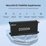 Renogy 12V 2000W Onduleur Solaire à Onde Sinusoïdale Pure DC-AC Sécurité Et Fiabilité Supérieures