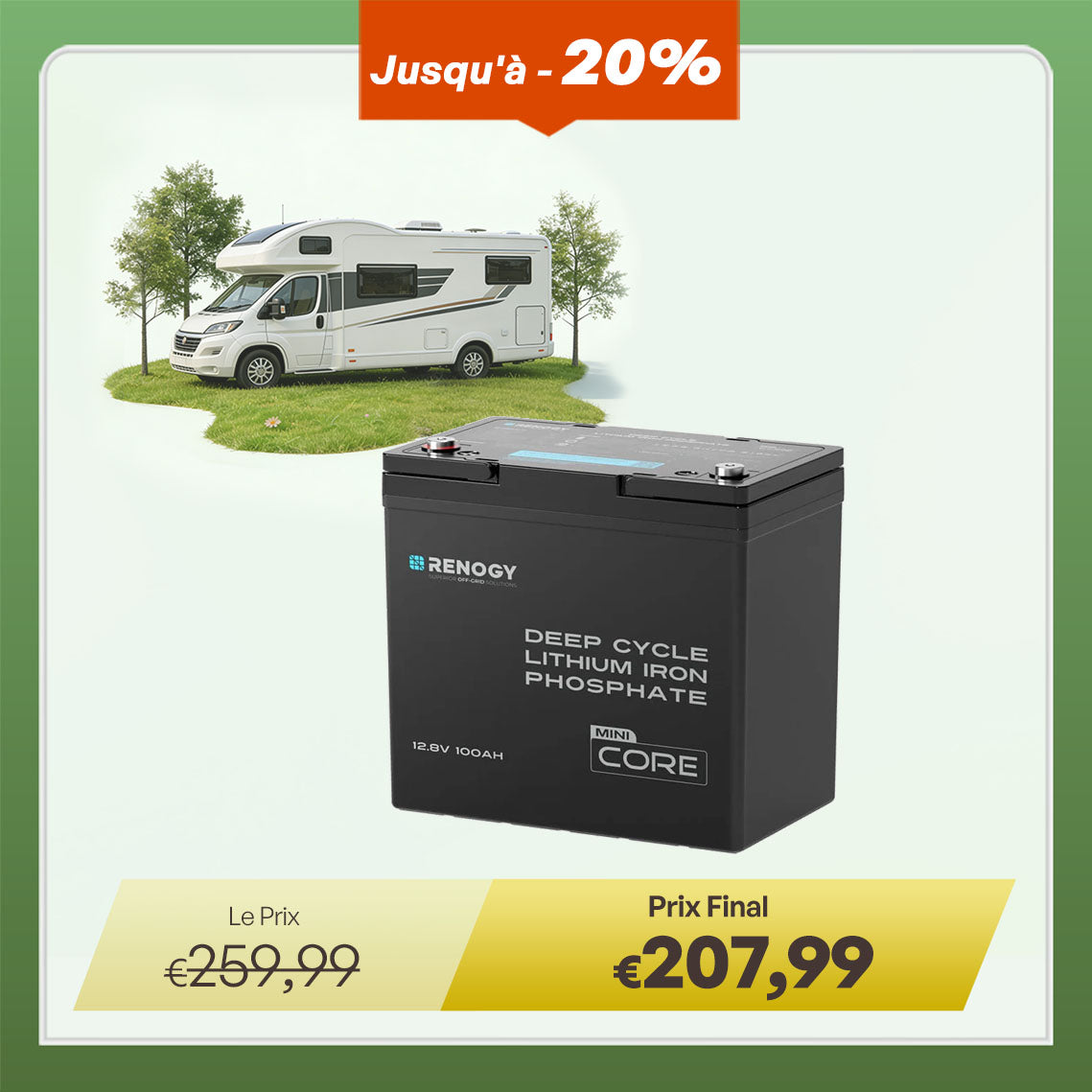 Renogy Core Mini –12,8 V 100 Ah Lithium Batterie