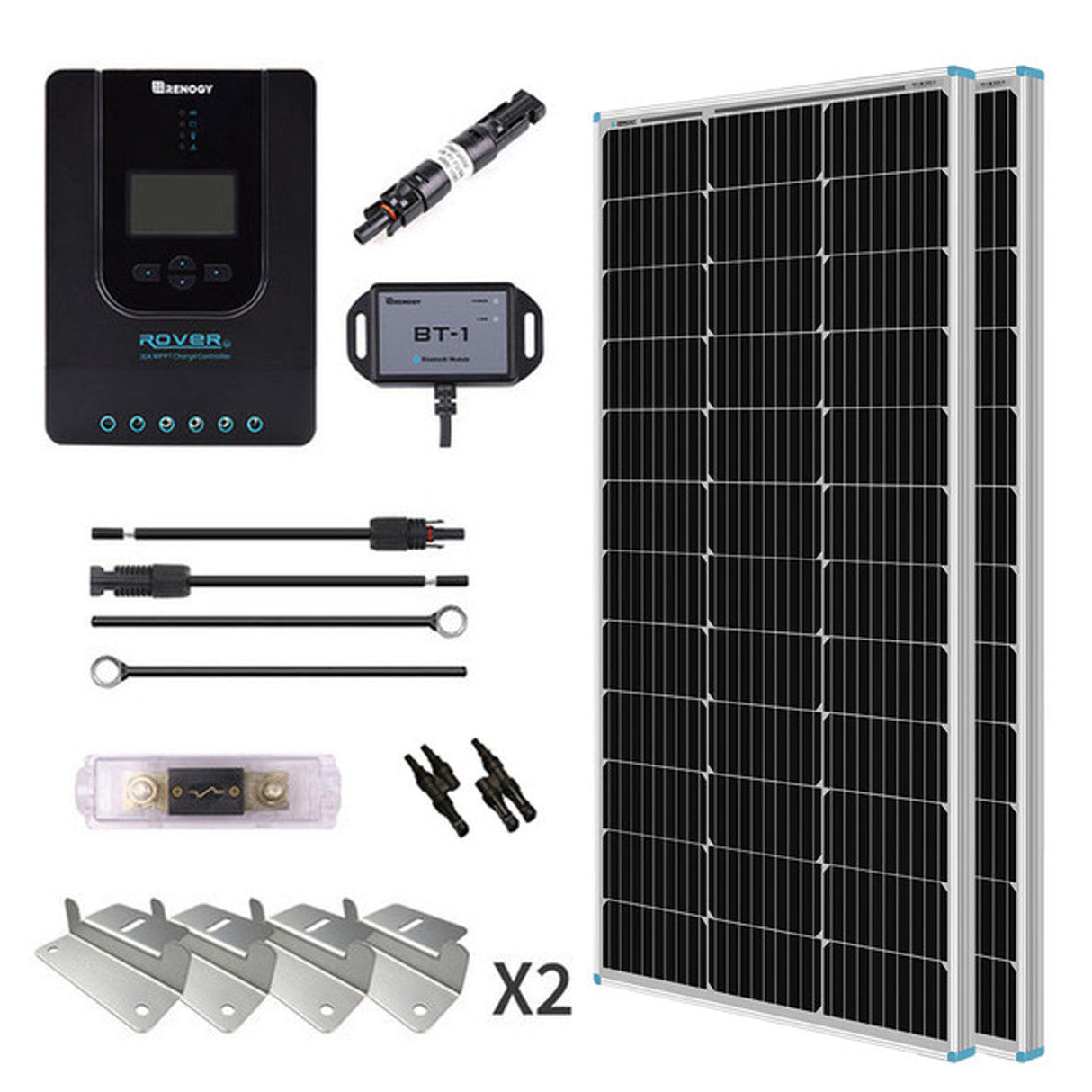 Open Box - 200W 12V/24V Solar Premium Kit w/Rover 20A MPPT Charger Controller for Camper RV Caravan Boat System Off Grid