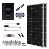 Open Box - 200W 12V/24V Solar Premium Kit w/Rover 20A MPPT Charger Controller for Camper RV Caravan Boat System Off Grid