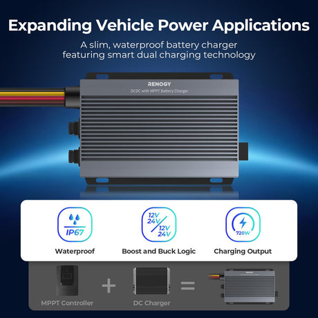 12V/24V IP67 50A DC-DC Battery Charger with MPPT