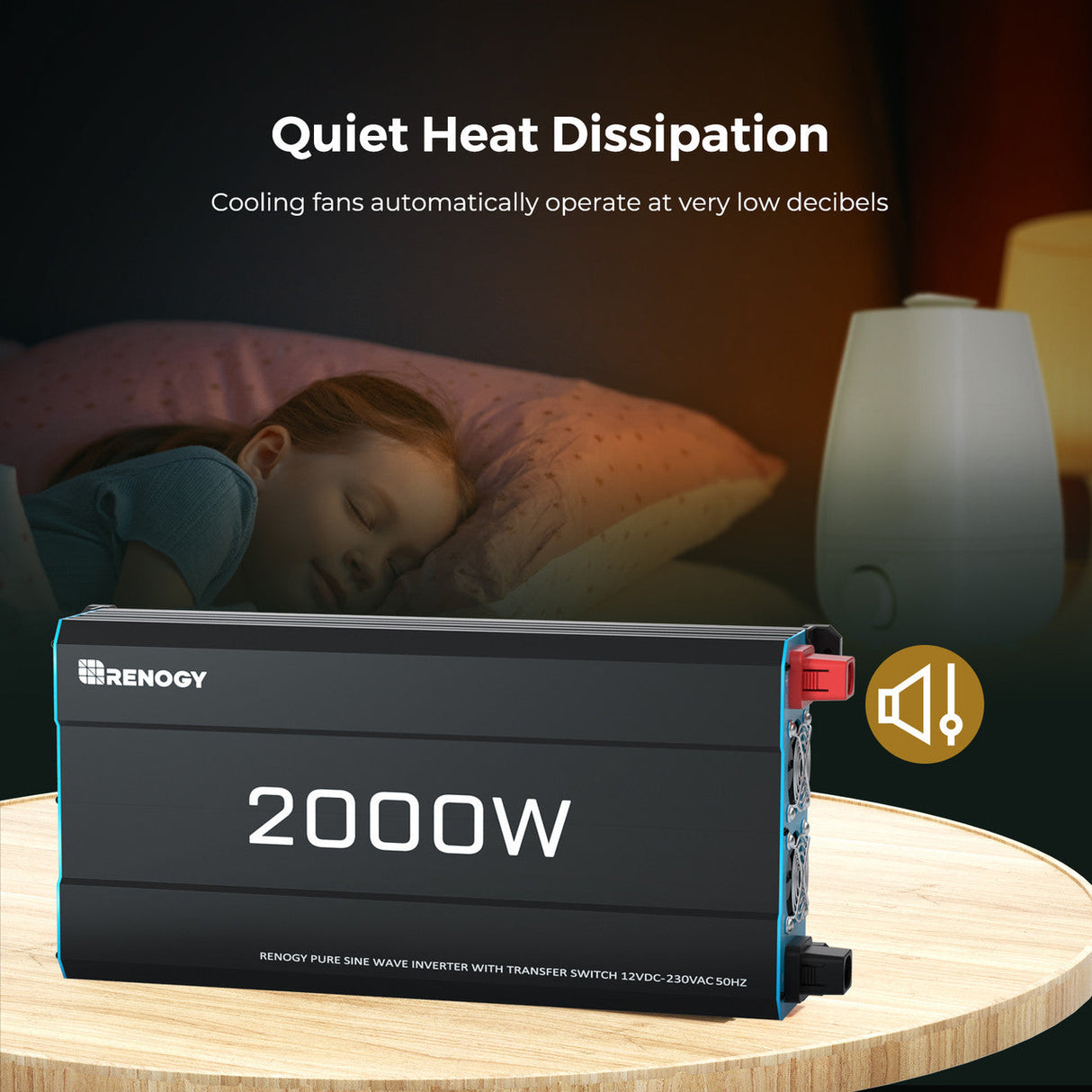 Onduleur solaire 2000W 12V onde sinusoïdale pure DC-AC pour camping-car, van aménagé et installation hors réseau