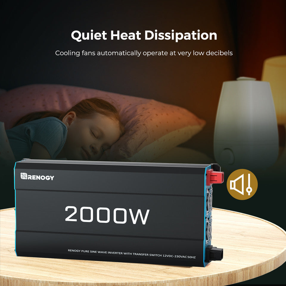 Open Box - 2000W 12V Solar Inverter Pure Sine Wave DC to AC for Camper Van Motorhome Off-Grid