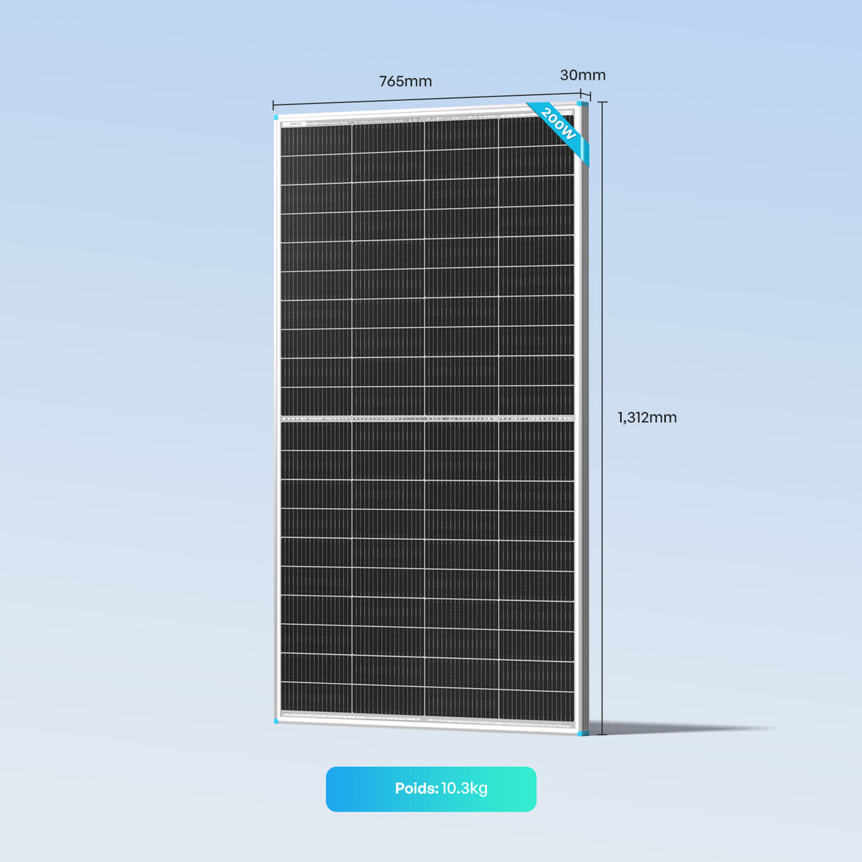 200W Panneau Solaire Bifacial N-Type