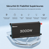 Renogy 12V 3000W Onduleur Solaire DC-AC à Onde Sinusoïdale Pure conçe pour Sécurité Et Fiabilité Supérieures