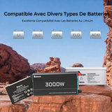 Renogy 12V 3000W Onduleur Solaire DC-AC Compatible Avec Divers Types De Batteries