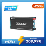 12V 2000W Onduleur Solaire à Onde Sinusoïdale Pure DC-AC pour Camping-car, Van Aménagé et Installation Hors Réseau