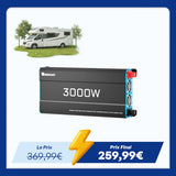 12V 3000W Onduleur Solaire DC-AC à Onde Sinusoïdale Pure pour Camping-Car, Van et Jardin