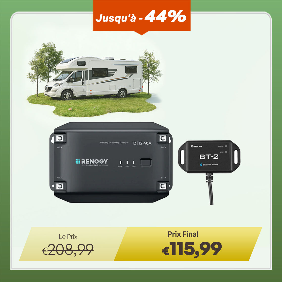 Renogy Chargeur de Batterie DC-DC 12V 40A