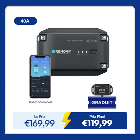 Renogy 12V 40A Chargeur de Batterie DC-DC avec Blutooth
