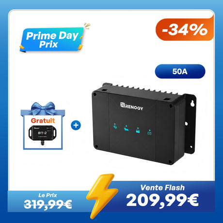 Renogy Prime Day Soldes 12V 50A Chargeur de Batterie DC-DC avec MPPT et Blurtooth Multi-entrée