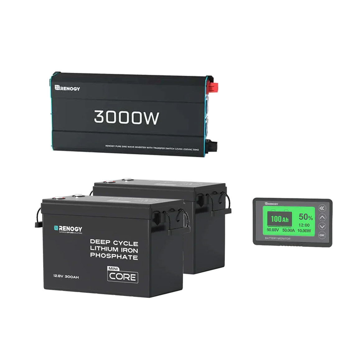 7,68 kWh Kit de Système Solaire Complet – 2* Batteries Lithium 300 Ah, Onduleur Solaire 3000 W