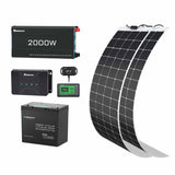 1,28kWh Kits d'Énergie Off-Grid Système | 100Ah Batterie Lithium, 2000W Onduleur Solaire
