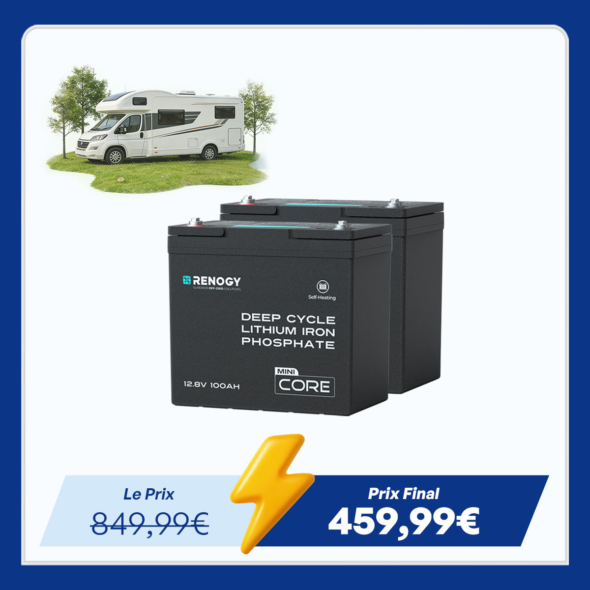 Core Mini DuoHeat — 12,8 V 100Ah Batterie LiFePO4 Auto-Chauffage