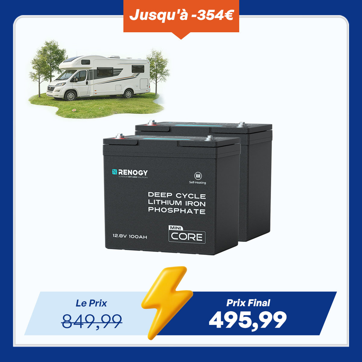 Core Mini – 12,8 V 100Ah Batterie Lithium Auto-Chauffage