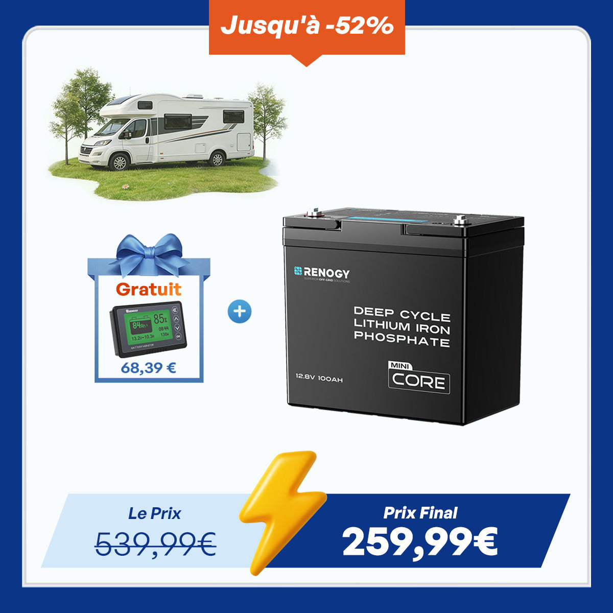 Core Mini – 12,8 V 100Ah Batterie Lithium puissant et compact