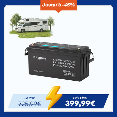 Core – 12V 200Ah Batterie Lithium avec Bluetooth Camping-Car