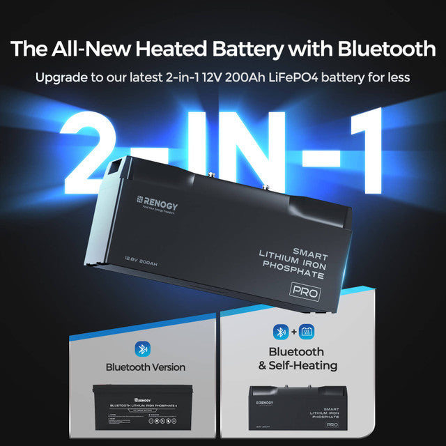 Batterie Lithium Fer Phosphate (LiFePO4) 12V 200Ah Pro Smart avec Bluetooth et Fonction Auto-chauffante