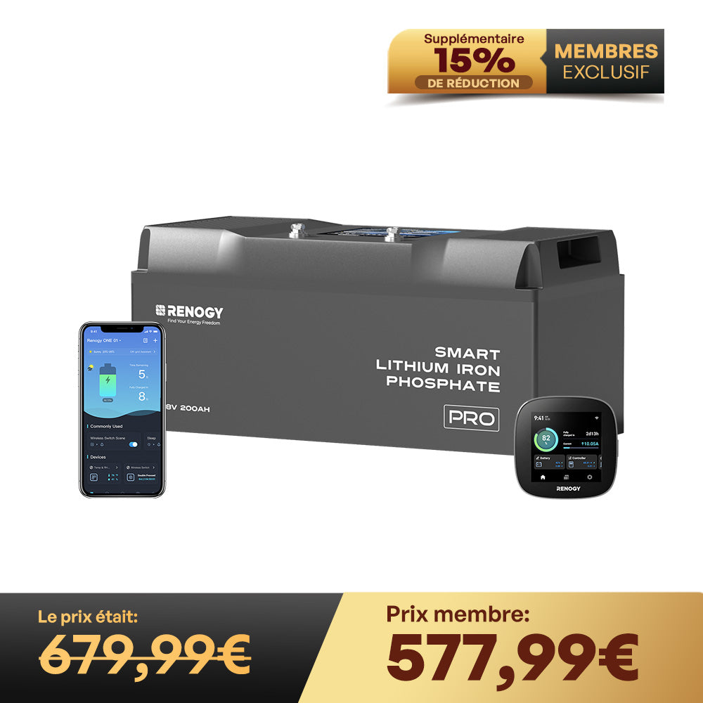 Batterie Lithium Fer Phosphate (LiFePO4) 12V 200Ah Pro Smart avec Bluetooth et Fonction Auto-chauffante
