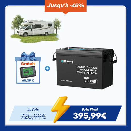 Core Mini – 12,8V 200Ah Batterie Lithium Avec moniteur Camping-Car