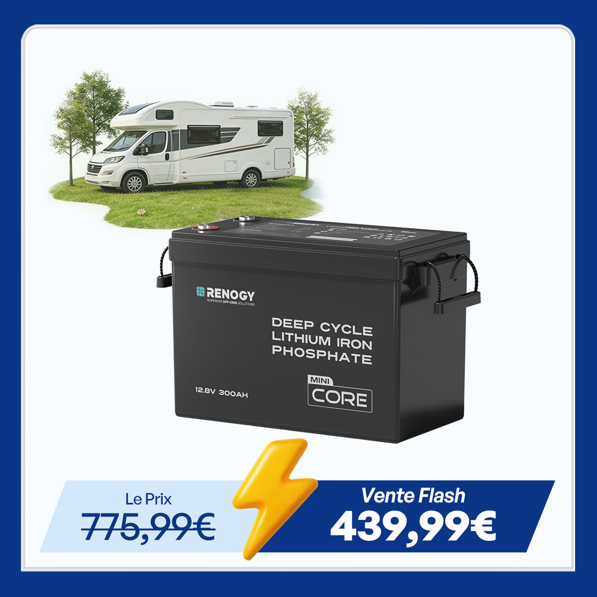 Core Mini - 12,8V 300Ah Batterie Lithium avec BMS, Puissante mais Compacte, Camping-Car, Van et Bateau