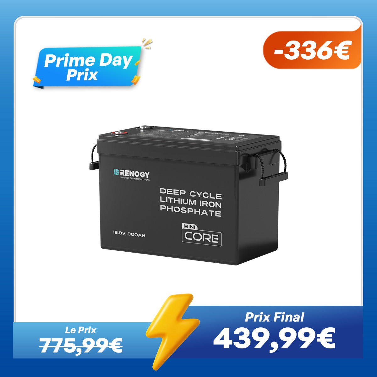 Core Mini - 12,8V 300Ah Batterie Lithium avec BMS, Puissante mais Compacte, Camping-Car, Van et Bateau