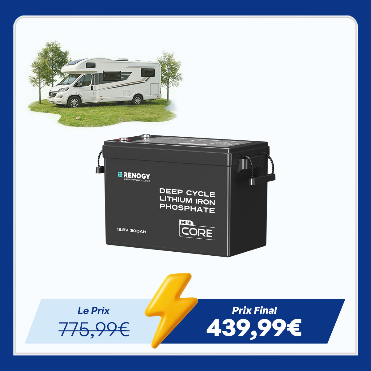 Core Mini - 12,8V 300Ah Batterie Lithium avec BMS, Puissante mais Compacte, Camping-Car, Van et Bateau
