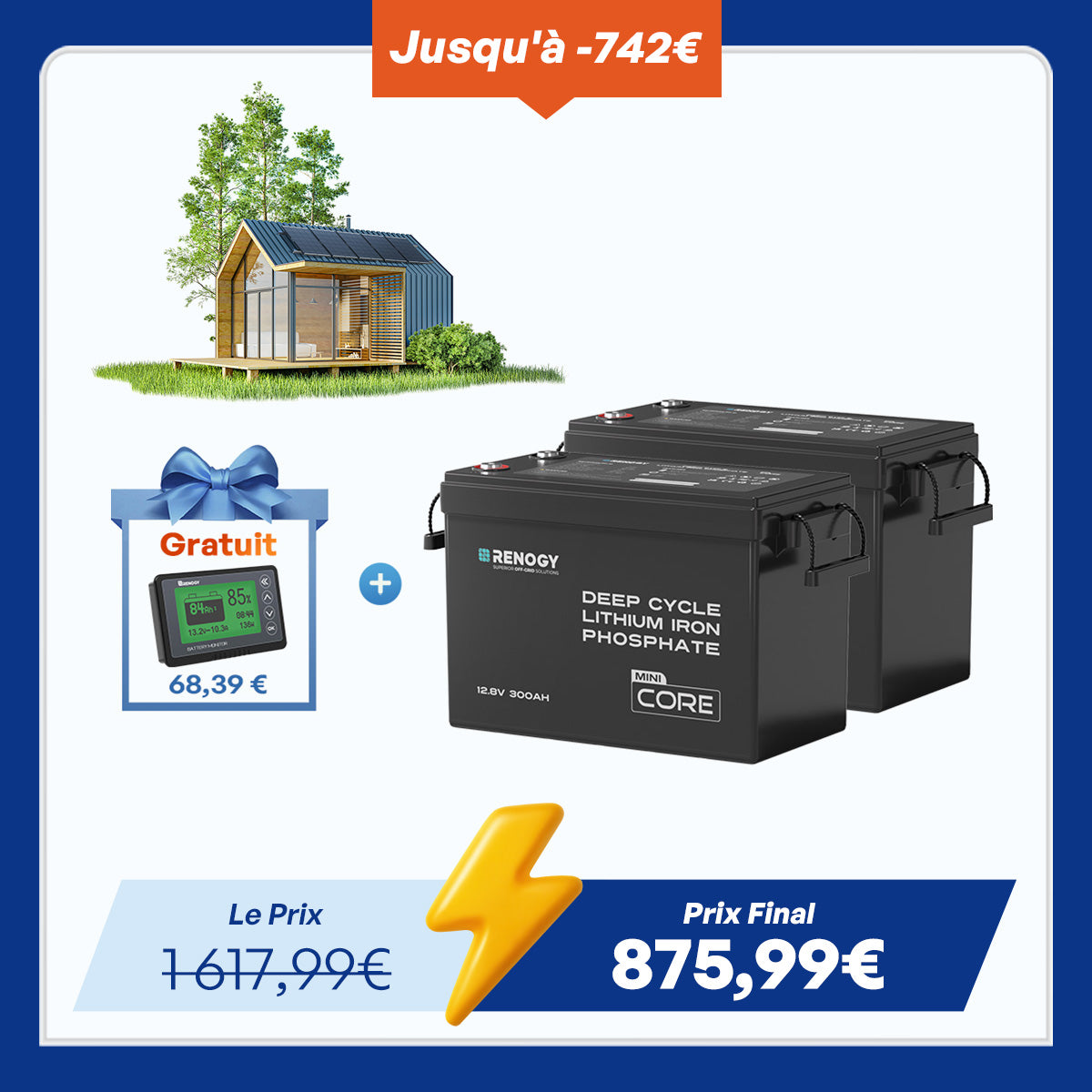 Core Mini - 12,8V 2x300Ah Batterie Lithium pour camping-car