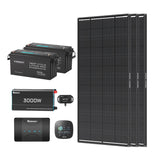 5,12Kwh Kits Système | 12,8V 2×200Ah Pro Batterie Lithium Smart, 3x200W Panneau Solaire