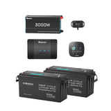 5,12Kwh Kits Système | 12,8V 2×200Ah Pro Batterie Lithium Smart, 3x200W Panneau Solaire
