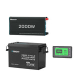 2.56kWh Kits Système Autonome | 2000W Onduleur Solaire, 200Ah Lithium Batterie