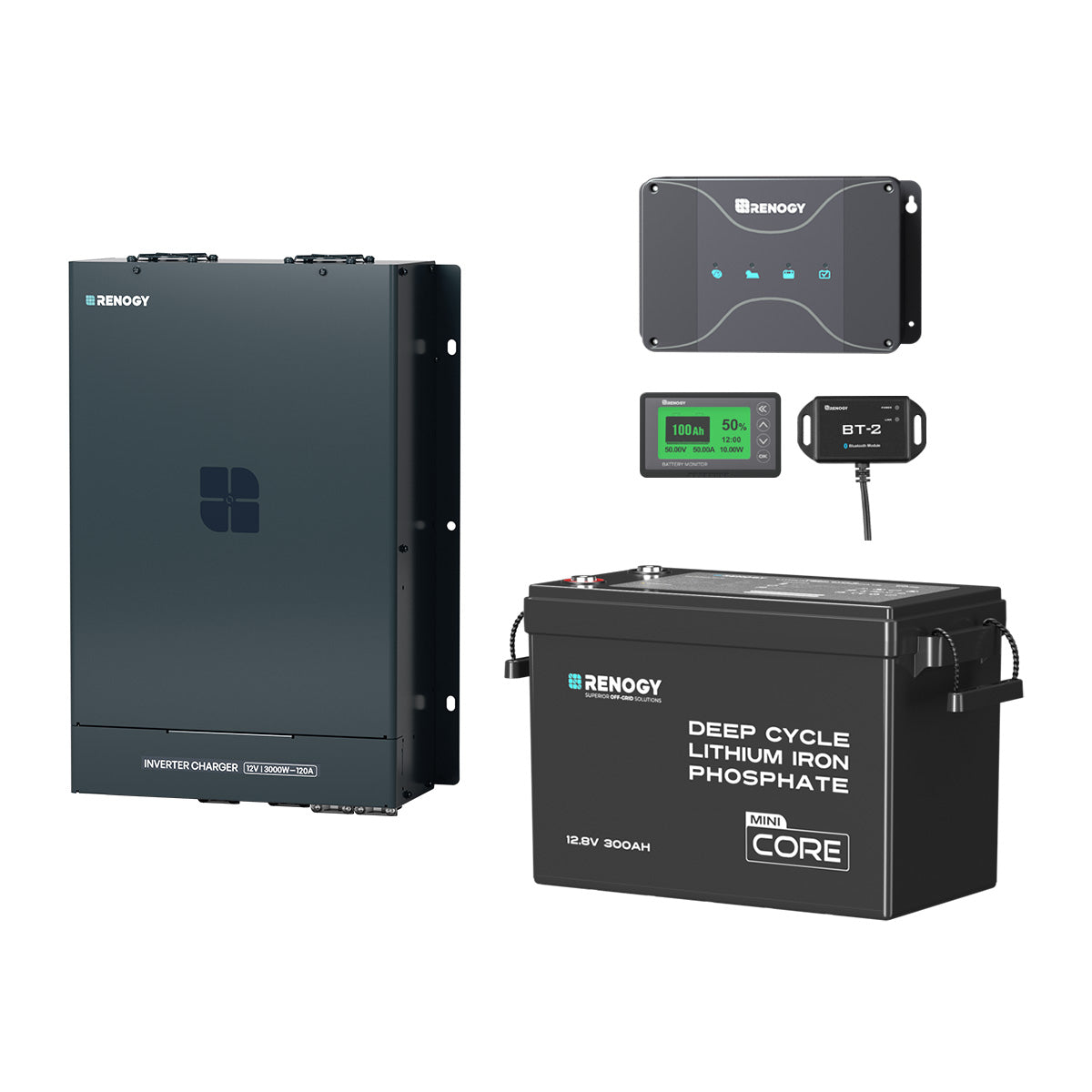 3,84 kWh Kit Énergie Système Hors Réseau | 300Ah Batterie Lithium, 2000W Onduleur Hybride